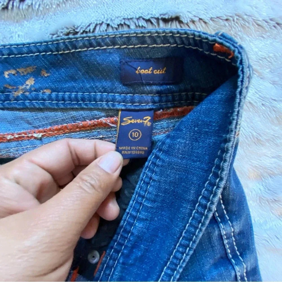 Seven7 Bootcut Women's Jeans‎ 10 Orange Embroidery Detail - Picture 7 of 15